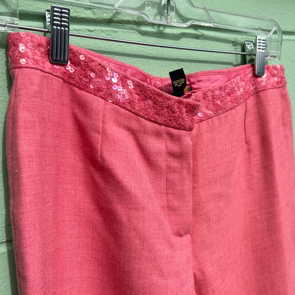 Anthropologie Plenty Pink Sequin Wool Pants - Picture 2 of 6